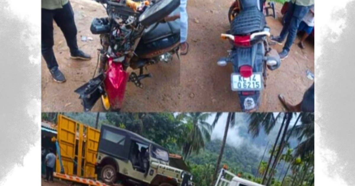 ಕೊಯನಾಡು ದೇವರಕೊಲ್ಲಿ ಪ್ರದೇಶದಲ್ಲಿ ಟೋವಿಂಗ್ ವಾಹನ ಮತ್ತು ಬೈಕ್ ನಡುವೆ ಸಂಭವಿಸಿದ ಅಪಘಾತದ ದೃಶ್ಯ