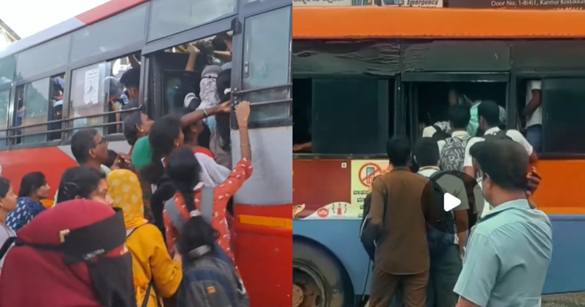 Rural students waiting for crowded buses after schools and colleges reopened in Dakshina Kannada