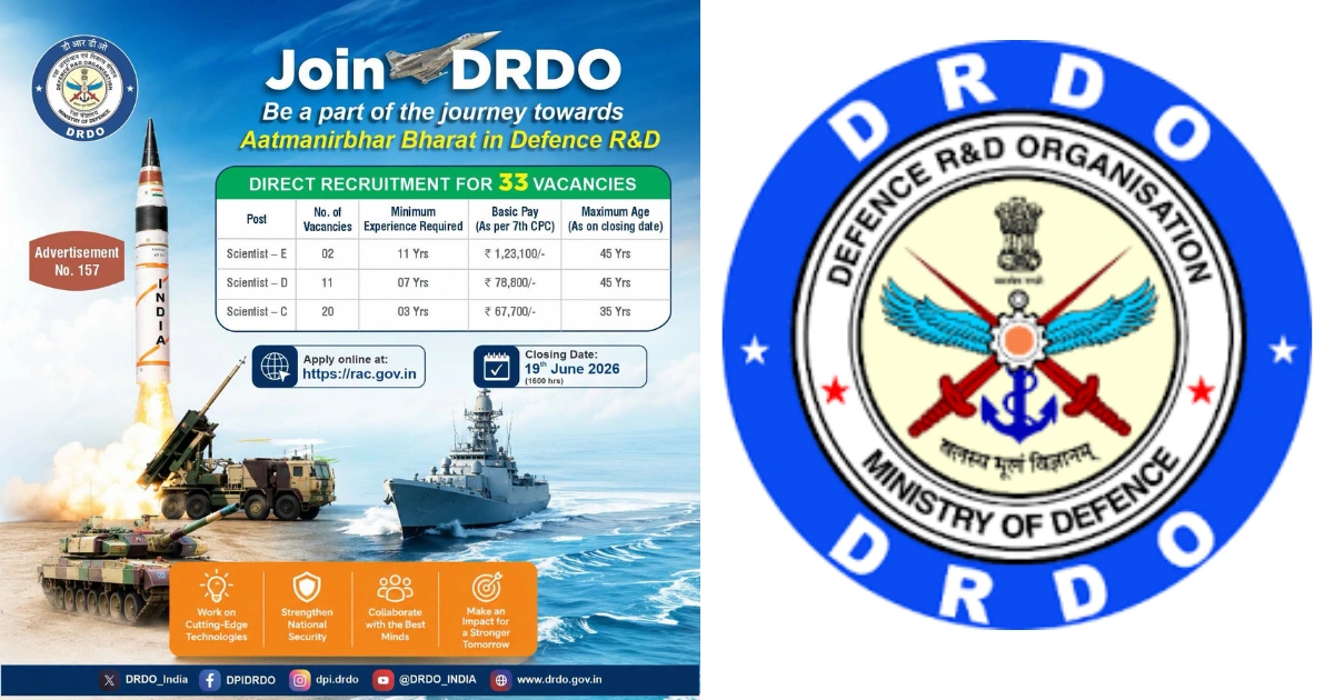 DRDO Recruitment 2026 ಅಡಿಯಲ್ಲಿ Scientist C D ಮತ್ತು E ಹುದ್ದೆಗಳ ನೇಮಕಾತಿ ಅಧಿಸೂಚನೆ