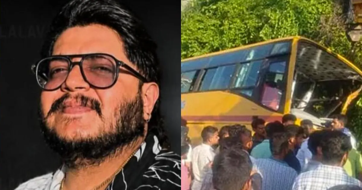 ನಾಟೆಕಲ್ ಬಳಿ ರಸ್ತೆ ಅಪಘಾತಕ್ಕೀಡಾದ ಬಸ್ ಮತ್ತು ಸ್ಕೂಟರ್ ಸ್ಥಳದ ದೃಶ್ಯ