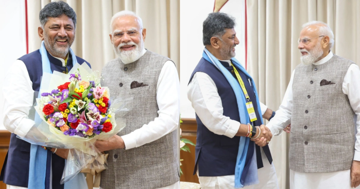 ಪ್ರಧಾನಿ ಮೋದಿ ಭೇಟಿಯಾದ ಸಿಎಂ ಡಿ.ಕೆ. ಶಿವಕುಮಾರ್ ಕರ್ನಾಟಕ ಅಭಿವೃದ್ಧಿ ಯೋಜನೆಗಳ ಕುರಿತು ಚರ್ಚೆ