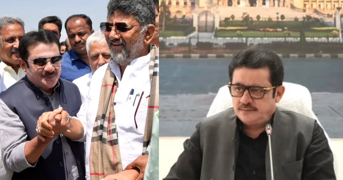 ಜಮೀರ್ ಅಹ್ಮದ್ ಖಾನ್ ಸಚಿವ ಸ್ಥಾನ ನೀಡುವಂತೆ ಬೆಂಬಲಿಗರು ಮತ್ತು ಮಹೇಶ್ವರಾನಂದ ಸ್ವಾಮೀಜಿ ಆಗ್ರಹಿಸುತ್ತಿರುವ ದೃಶ್ಯ