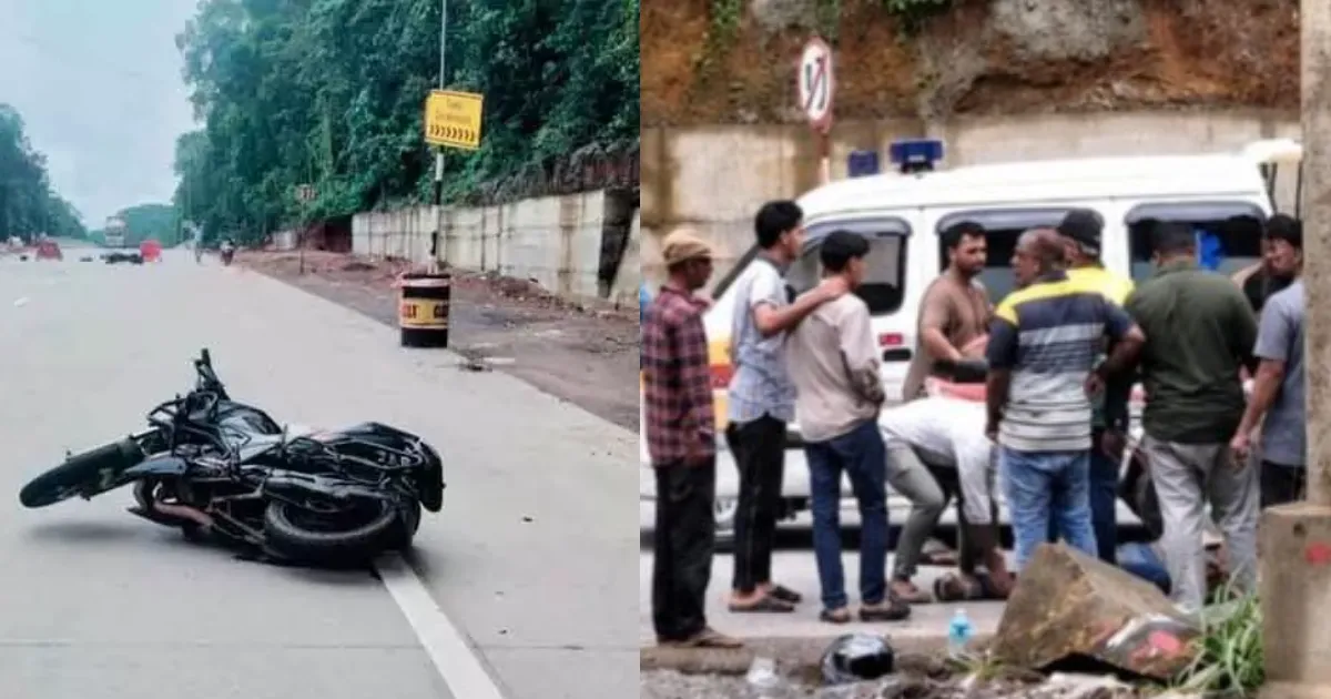 ನೆಲ್ಯಾಡಿ ಸಮೀಪ ರಾಷ್ಟ್ರೀಯ ಹೆದ್ದಾರಿಯಲ್ಲಿ ಬೈಕ್ ಅಪಘಾತ ಸಂಭವಿಸಿದ ಸ್ಥಳ