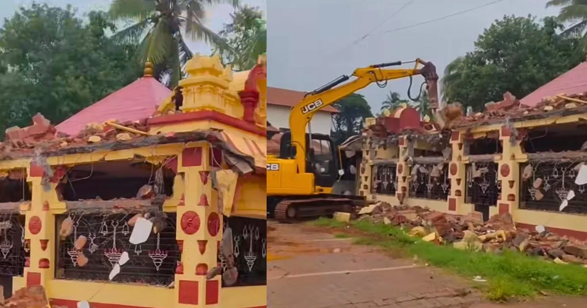 ಪುತ್ತೂರು ಮಹಾಲಿಂಗೇಶ್ವರ ದೇವಸ್ಥಾನದಲ್ಲಿ ಅಯ್ಯಪ್ಪ ಮಂದಿರ ತೆರವು ಕಾರ್ಯ ಆರಂಭದ ದೃಶ್ಯ